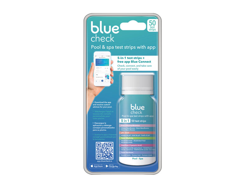 ASTRAL POOL Blue Check, 5-in-1 pool & spa test strips with maintenance app Blue Connect